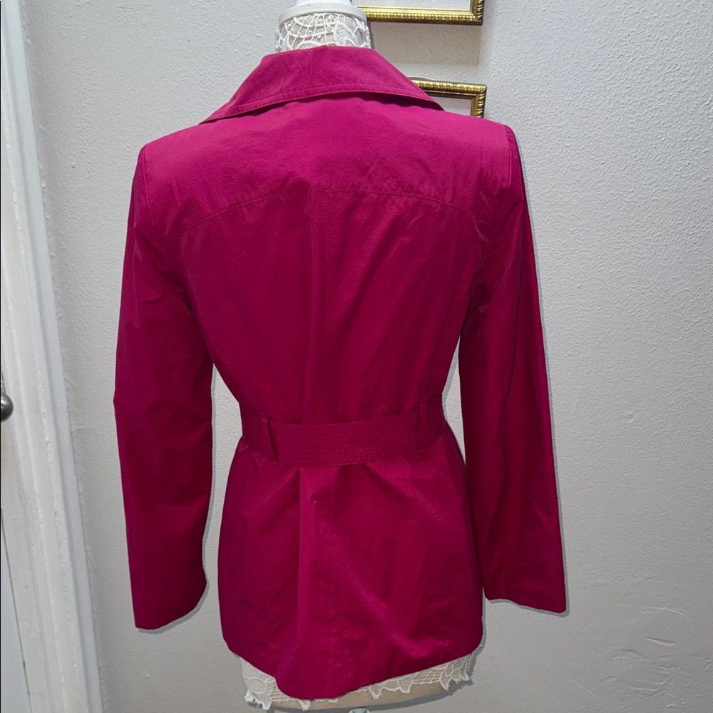 London Fog Fuchsia Double-Breasted Trench Coat - Picture 7 of 7